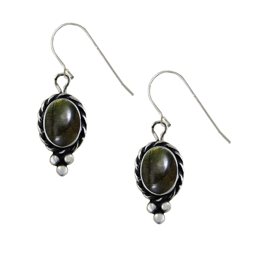 Sterling Silver Little Spectrolite Gemstone Drop Dangle Earrings